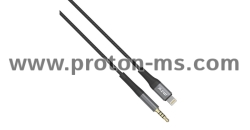 Аудио кабел Moveteck TB1286, 3.5mm към Lightning, 1.0м, Черен 