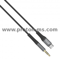 Аудио кабел Moveteck TB1287, 3.5mm към Type-C, 1.0м, Черен 
