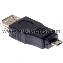 Преходник, USB AF към Micro USB 5P M, Черен