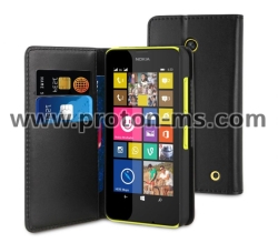 Черен кожен калъф тип Портфейл MUVIT за Nokia Lumia 635 MUSNS0104