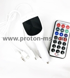 FM MP3 трансмитер с кабели за зареждане на телефони LCD, USB, AUX, microSD + дистанционно