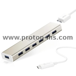 Хъб 7-портов J5 Create USB-C JCH377, USB 3.0, 1:7, Бял