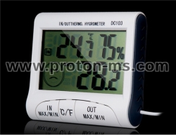 Дигитален термометър с хидрометър за външна и вътрешна температура DC103