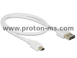 Delock Cable EASY-USB 2.0 Type-A male > USB 2.0 Type Mini-B male 0.5 m white