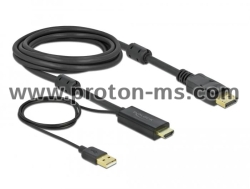 Кабел Delock HDMI мъжко - DisplayPort USB мъжко, 4K 30 Hz, 3 м, Черен