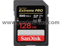 Карта памет SANDISK Extreme PRO SDXC, 128GB, UHS-II, До 300 MB/s 
