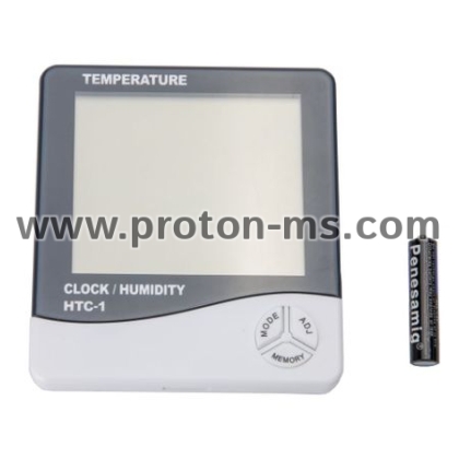 Термометър за вътрешна температура, влагомер, часовник, Метеостанция HTC-1