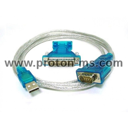 Адаптер USB към RS232 (serial) + адаптер DB25, Преходник от USB порт към Com порт и LPT порт-USB TO RS232