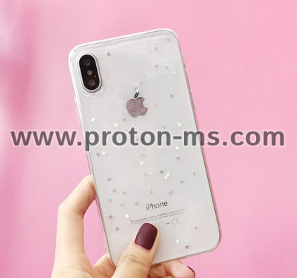 iPhone X LACK Bling Glitter Soft Phone Case For iPhone X Case Fashion Cute Star Back Cover Love Heart Shining Powder