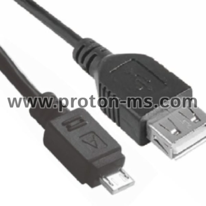 Кабел мъжко Micro USB към женско USB, 30 см.