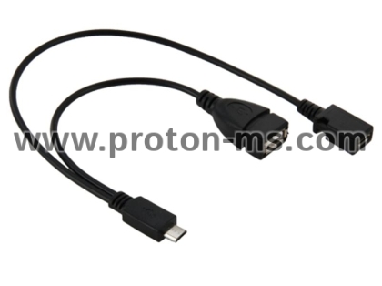 90 Degree Angled Micro USB Male To USB Female Host OTG Cable with USB Power Enhancer Hub Adapter Y Splitter