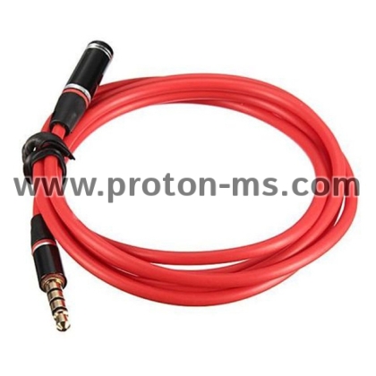 3.5mm 4 Pole Male to Female Red Gold Plated Headphone Earphone Audio Adapter Mic Extension Cable-in Audio