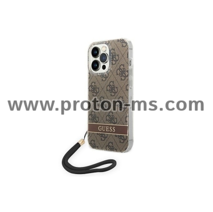 GUESS, iPhone 14 Pro Max, Print Strap brown