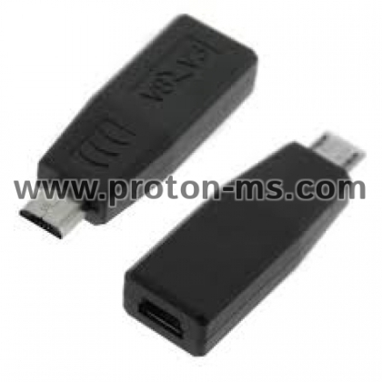 Преходник от Micro USB мъжко към mini USB женско, Преходник DeTech Micro USB M към Mini USB F