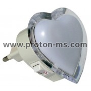 LED декоративна нощна лампа сърце за контакт KNL-355