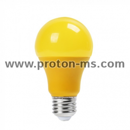 LED Крушка - 9W E27 A60 Термо Пластик Жълта 7342
