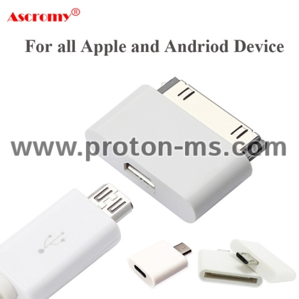 Micro USB to 8 Pin Connector 30 Pin USB Adapter for iPhone