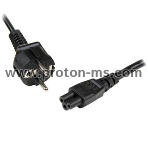 Захранващ кабел за лаптоп 220V, 1.5 метра, Захранващ кабел DeTech, За лаптоп, CEE 7/7 - IEC C5, High Quality, 1.5m