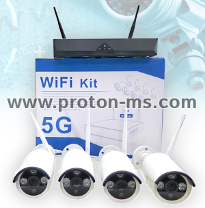 Комплект за Видео Наблюдение 4CH WiFi NVR + 4 IP Wireless Камери