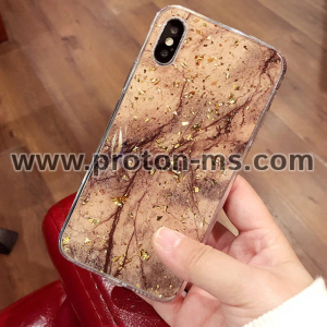Силиконов Кейс за iPhone X Lovebay Luxury Gold Foil Glitter Marble Stone Phone Cases Gold