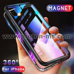 Прозрачен, Магнитен Кейс в комплект със стъкло Metal Magnetic Case For iPhone 7/8