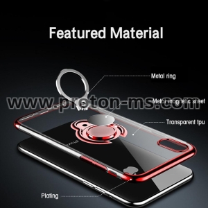 Ултра Тънък Силиконов Гръб за iPhone X с магнит, rose gold Magnetic Cases Finger Ring Holder Cover Coque