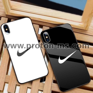  Твърд Кейс за iPhone X / XS  Luxury Tempered Glass Case Sports Brand, Черен