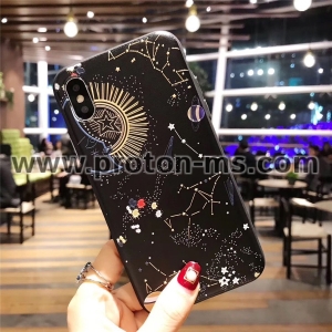  Твърд Кейс за iPhone 7 / 7S / 8 Tempered Glass Space Planet Stars Phone Case