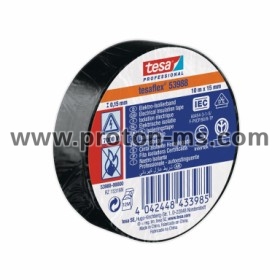 Лента електроизолационна PVC 19 мм, 20 м, черна, Tesa Professional 53988