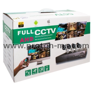 Комплект за видеонаблюдение, Комплект 4 броя камери, кабели, стойки, DVR  HD, вътрешен или външен монтаж