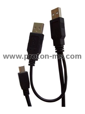 Кабел 2 х USB A мъжко / мини USB B женско - USB мини мъжко AK 93352