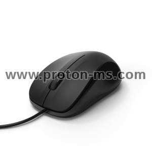 Оптична мишка HAMA MC-300, безшумна, кабел 1.8 м, USB, 1200 dpi, 3 бутона, Черен