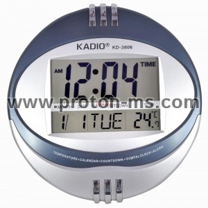 Стенен часовник, температура, аларма Kadio KD-3806N