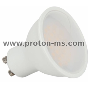 LED Крушка - 5W GU10 SMD Пластик 320Lm Топла Бяла Светлина 110°