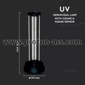 38W UV-C Бактерицидна Антивирусна Лампа с Озон за 60м2, със Сензор, 11208