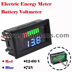 Панел Car Battery Charge Level Indicator 12V 24V 36V 48V 60V 72V Lithium Battery Capacity Meter Tester Display LED Tester Voltmeter