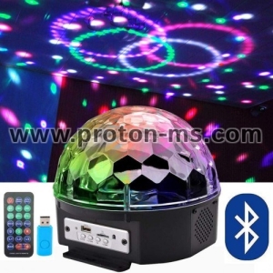 Диско лампа с вградени тонколонки, Bluetooth/USB/TF, Magic Ball Light