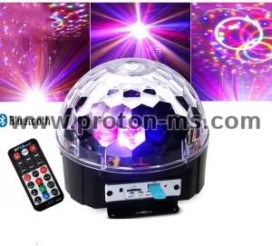 Диско лампа с вградени тонколонки, Bluetooth/USB/TF, Magic Ball Light