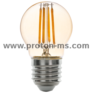 LED filament лампа топка, димираща, 4W, E27, 2500K, 220-240V AC, амбър, LFG42725D
