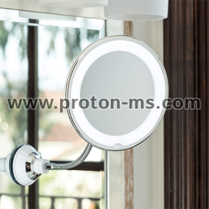 Огледало за гримиране Flexible Mirror (10 пъти увеличение + LED осветление)