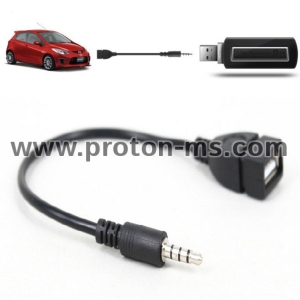 Кабел 3.5mm Male AUX Audio Plug Jack To USB 2.0 Female Converter Cable Cord For Car MP3,  стерео жак