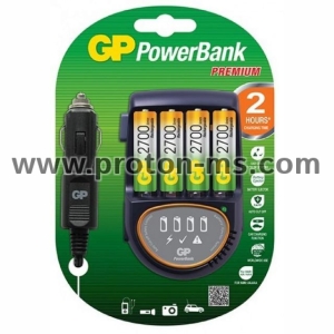 Зарядно устройство GP PB50GS270, 4 AA, NiMH 2700mAh, FAST, 12V & 220V 