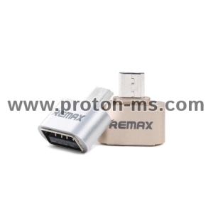 OTG Преходник Micro USB мъжка букса към USB женска букса, Преходник USB - Micro USB, Remax RA-OTG, OTG, Сребрист 