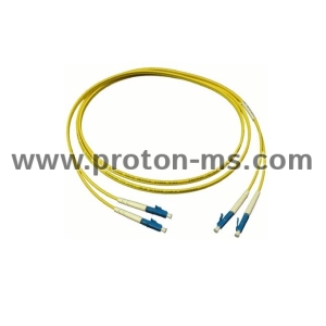 Оптичен пач кабел DeTech, LC-LC, UPC, Singlemode, Duplex, 3.0м, Жълт 