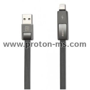 Кабел за данни 2 в 1, micro USB Iphone Lighting, Remax Strive RC-042t, 1м, Черен