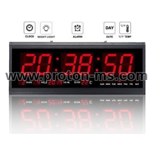 Голям стенен часовник, температура, аларма 220V, JH4622