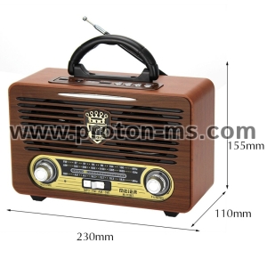 Ретро радио MEIER M-115BT, Bluetooth, USB, SD, FM