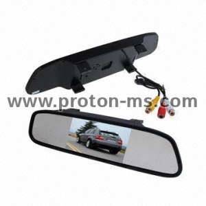Огледало за кола с вграден 4.3" TFT монитор за камера за задно виждане 