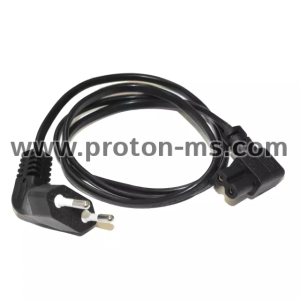 Захранващ кабел, Cable power black PVC 2X0.50mm angle 1m