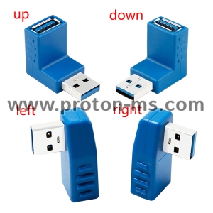 ЪГЛОВ ПРЕХОД USB 3.0 Ж. / USB М., USB 3.0 TYPE A FEMALE TO MALE CONNECTOR ADAPTER, DOWN, UP